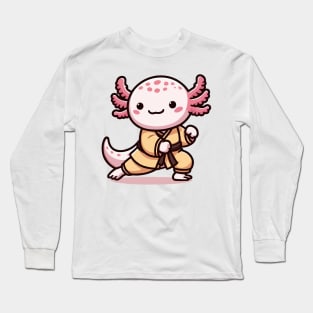 cute martial art axolotl Long Sleeve T-Shirt